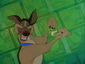 a cartoon dog is holding a broom in his paw