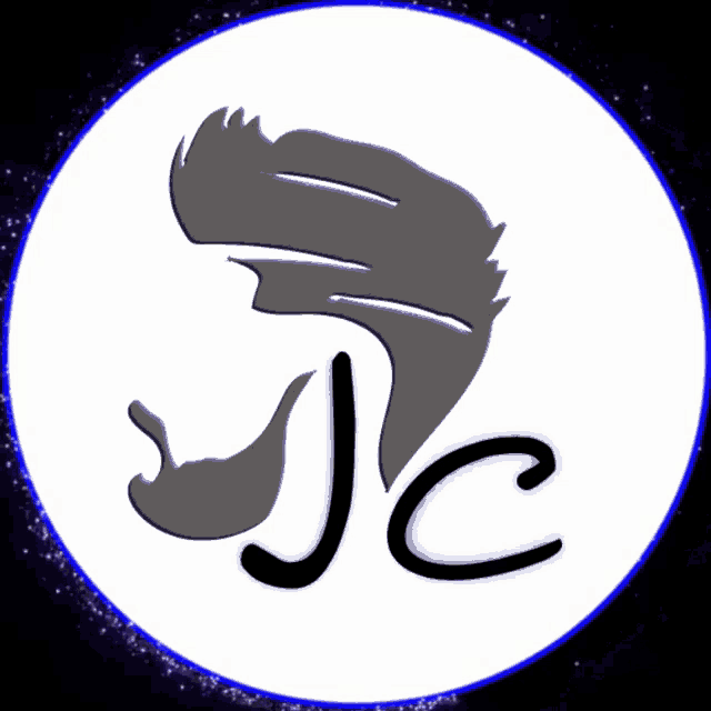 a logo for jc shows a woman 's face with a beard