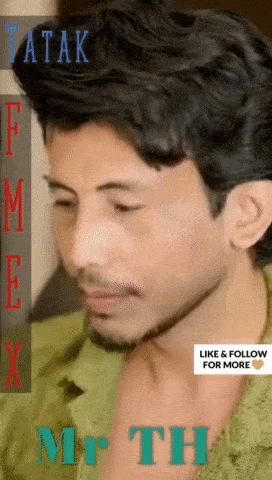 a close up of a man 's face with the name mr. th. on the bottom