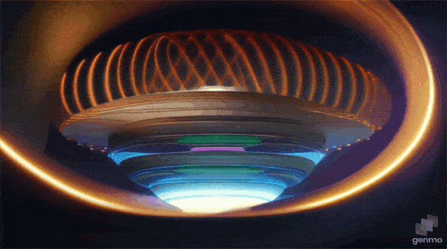a computer generated image of a futuristic object with genmo written in the corner