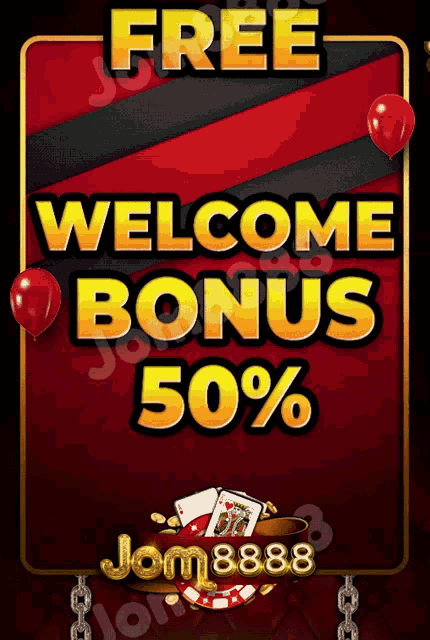 a sign that says " free welcome bonus 50 % "