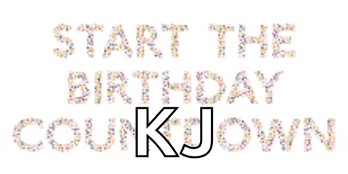 a sign that says " start the birthday countdown " made up of sprinkles