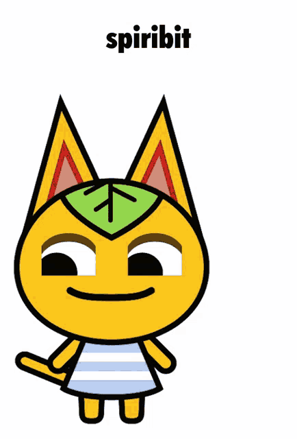 a cartoon cat with a leaf on its head and the name spiribit