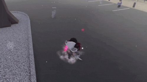 a person is flying through the air with a sword in their hand in a video game .