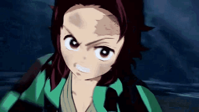 a close up of a cartoon character 's face with a very angry look on his face .