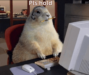 a squirrel wearing headphones is sitting at a desk with a computer and mouse