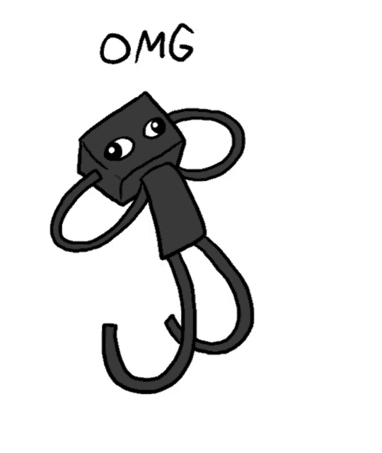 a drawing of an enderman with the word omg written below it