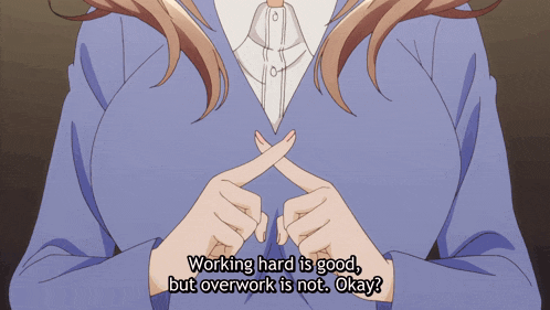 a woman says working hard is good but overwork is not