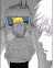 a cartoon drawing of a robot with a yellow head and a yellow visor .