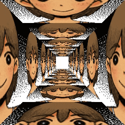 a black and white drawing of a girl 's face in a maze