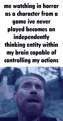 a man is watching in horror as a character from a game i 've never played