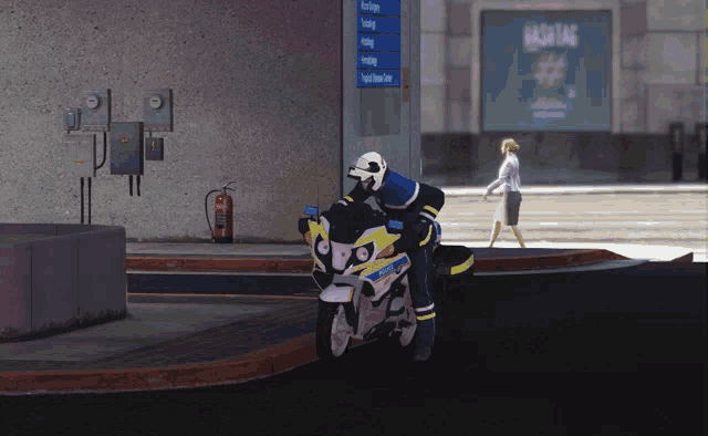 a man on a motorcycle with the word police on the front