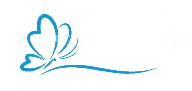 a blue butterfly with a heart shaped wing and a blue line