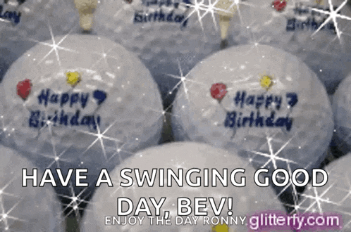 a bunch of golf balls that say happy birthday on them