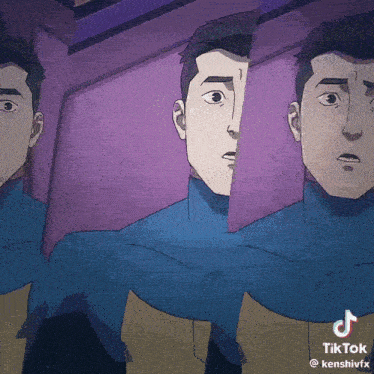 a cartoon of a man with a purple background and a tiktok watermark