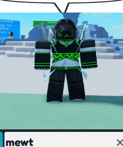 a screenshot of a video game with a speech bubble that says mewyt