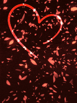 a man and a woman are surrounded by red leaves and the words denis and mona