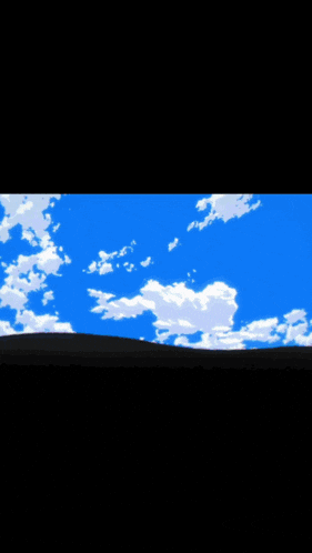a drawing of a person 's back with a blue sky behind them
