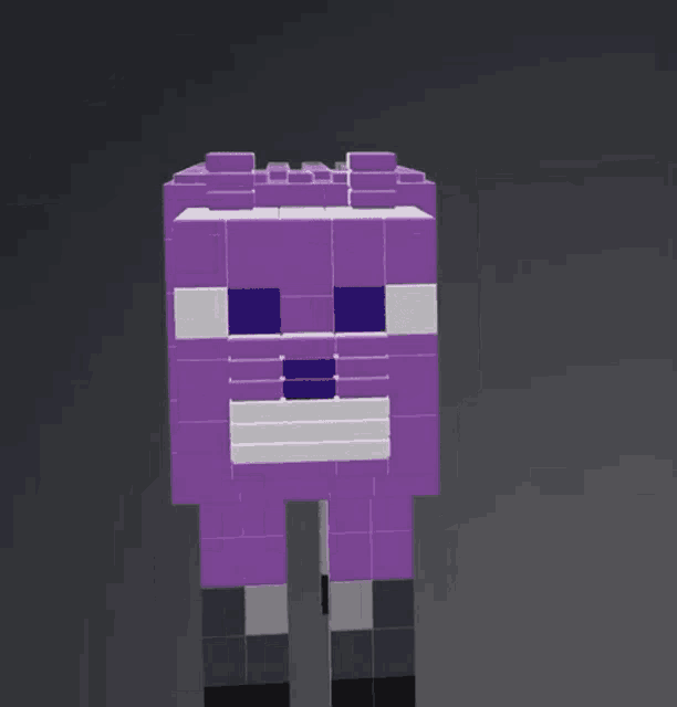 a 3d model of a purple pig with a white nose