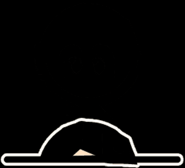 a stick figure with a green tie is sitting at a table with a black background