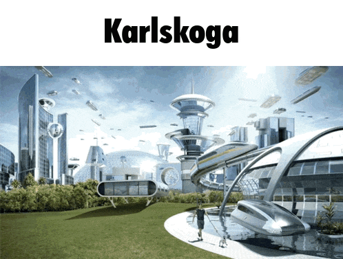 a futuristic city with the word karlskoga on the top
