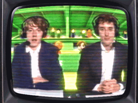 two men wearing headphones are sitting in front of a green background