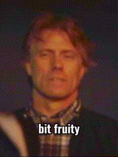 a picture of a man with the words bit fruity written on it