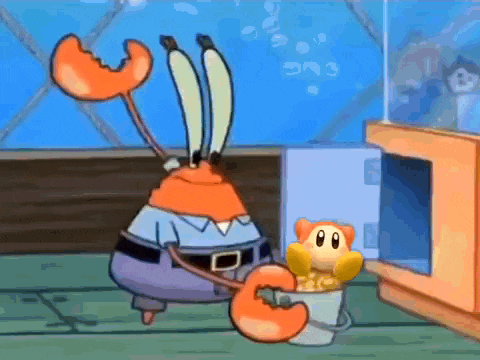 a cartoon of a crab holding a bucket of food