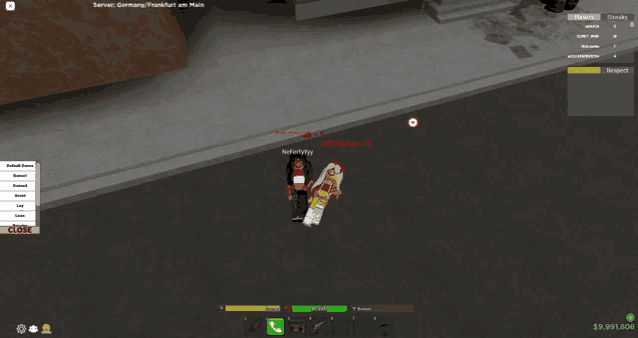 a screenshot of a video game shows two girls standing on the street