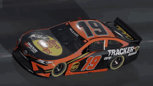 a race car has the number 19 on the side