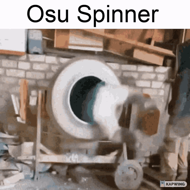 a picture of a concrete mixer that says osu spinner on it