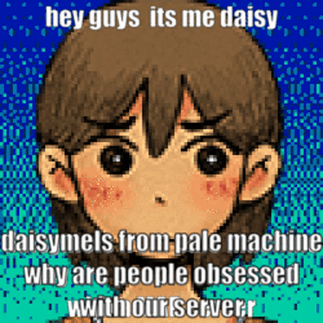 a pixel art of a boy with the words hey guys its me daisy on it