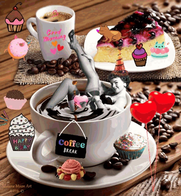 Happy Birthday Cupcake GIF - Happy Birthday Cupcake Coffee GIFs