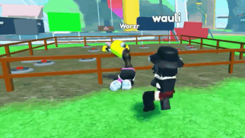a person in a video game with a sign that says wauli on it