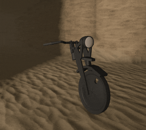 a 3d model of a motorcycle with a single wheel