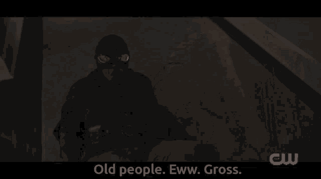 a person laying on the floor with the words old people eww gross on the bottom