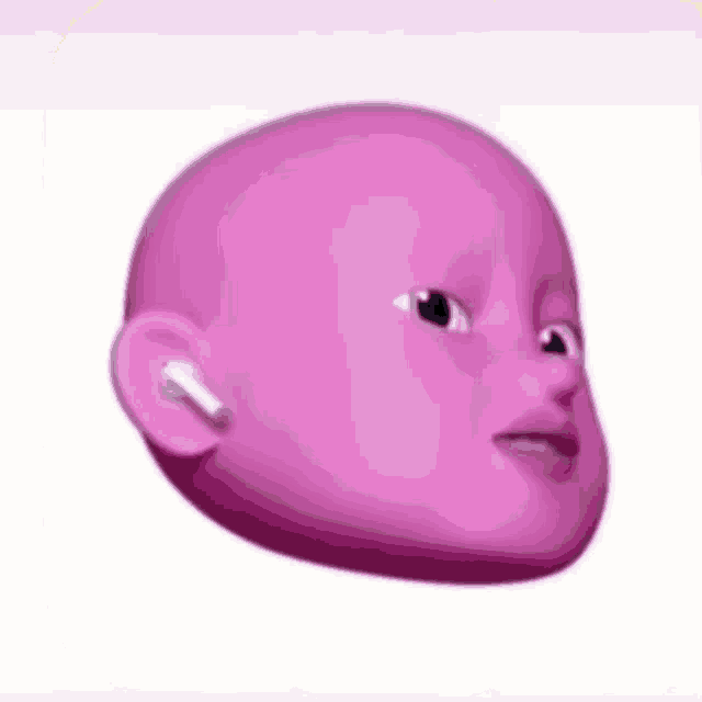a pink baby 's head with headphones on it .