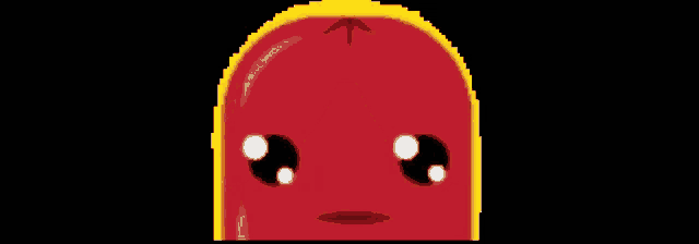 a pixel art of a red ribbon with a yellow outline