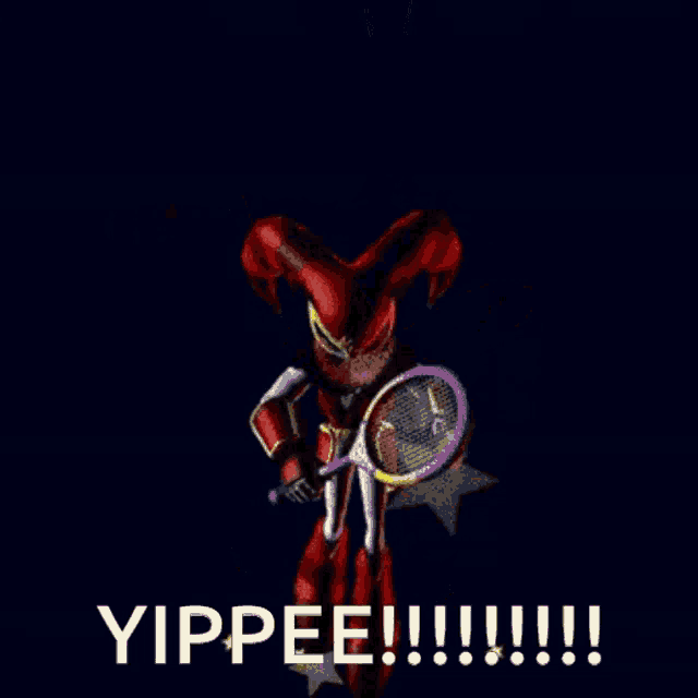 a picture of a jester with the words yippee written below it