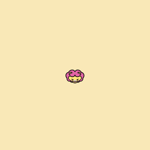 a cartoon drawing of a lion with pink fur