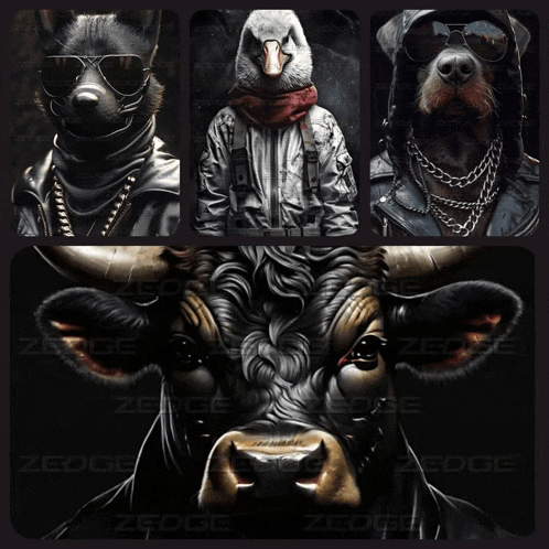 a collage of three pictures of animals with the word zedge on the bottom