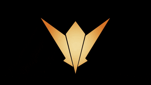 a black background with a yellow object in the shape of a triangle