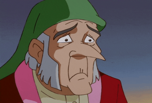 a cartoon drawing of a man with a green hat