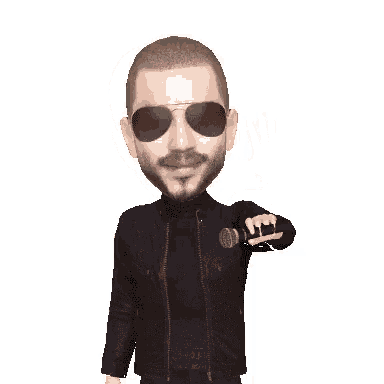 a man wearing sunglasses and a leather jacket waving