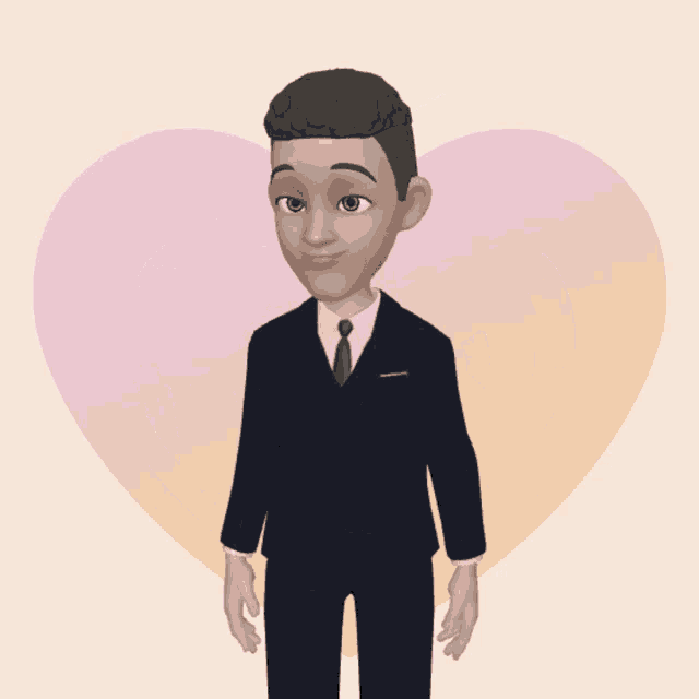 a cartoon character making a heart with his hands