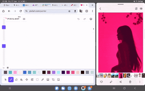 a screenshot of a website called pixilart with a picture of a woman