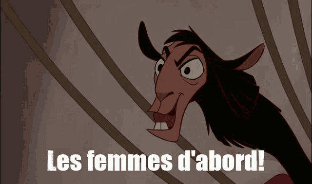 a cartoon character with the words les femmes d' abord