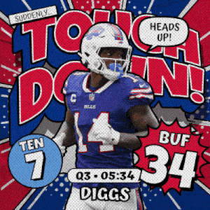 a buffalo bills football player with the number 34 on his shirt