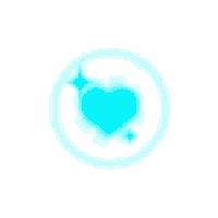 a blue heart in a blue circle with stars around it .