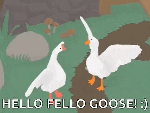 a picture of two geese with the words hello fello goose written below them
